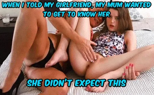 My girlfriend kept looking at me wanking as mom rubbed her pussy