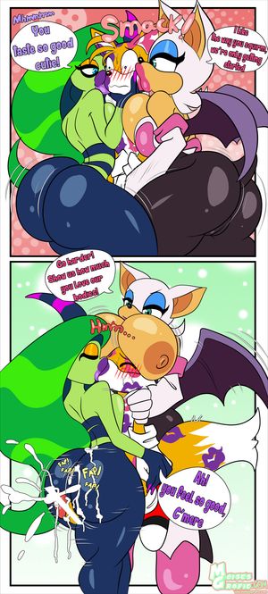 Cartoon femdom kissing - All on one - Rouge the Bat, Miles Prower, Zeena - Artist: Moisesgrafic