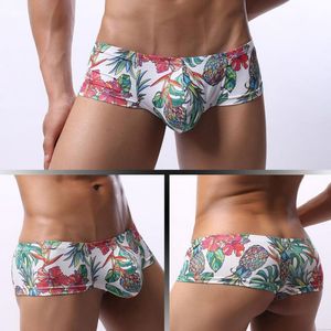 Sexy Ananas Galaxie Fleur Feuille Imprimer G-String T-Back Mémoires Culotte String Bulge Poche Sous-Vêtements Culottes Lingerie Homme