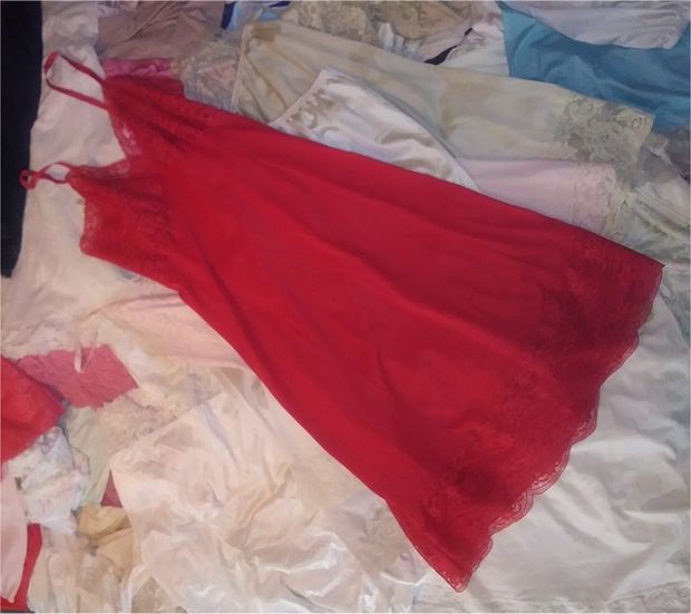 Racy Red and Lacy Van Raalte Full Skip on a bed of Sexy Soft and Silky Slips!