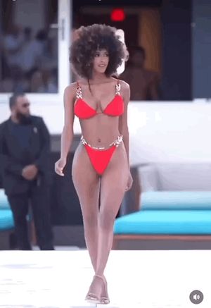 Sexy stunning ebony queen on the catwalk