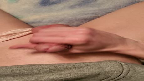 Sissy stroking clitty in panties