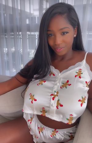 Ellie Mae in gingerbread pjs