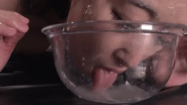 cumslut pet drinking from her bowl of cum