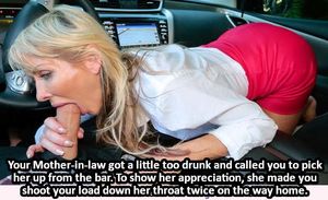 Mother-in-law car blowjob
