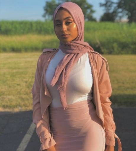 Ebony in hijab and tight clothes
