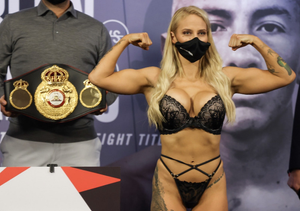 Ebanie Bridges in a Black bra and thong