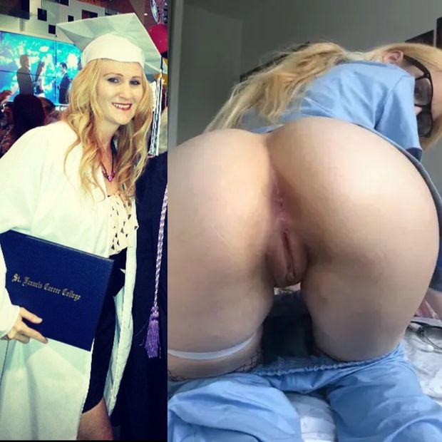 Sexy blonde nurse graduation to on the job