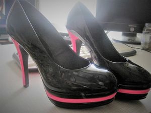 she loves to walk around with my load on her shoes