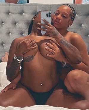 Two sexy Black women taking a selfie