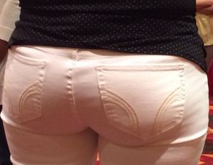 Lush ass in white jeans