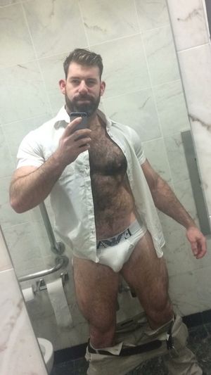 Hairy muscle hunk looking to get into some trouble