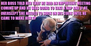 When he didn't wake up after a bit Krissy began to panic and started blowing him as hard as she could, her boss was in heaven.