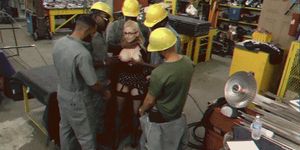 blonde groped by many construction guys