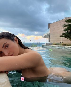 beautiful sexy brunette - skinny-dipping