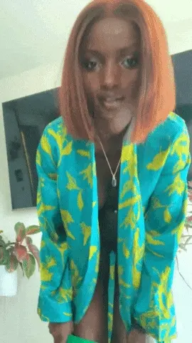 Sexy ebony putting her panties on wrong