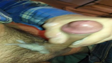 Masturbating with cum shot