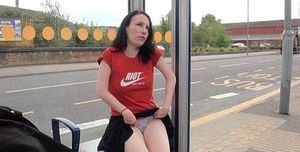 Amateur babe Fae Corbins naughty outdoor masturbation and public flashing