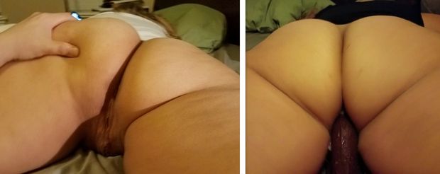 Hot wife big, fat, soft ass loves a thick cock to hug, squeeze, and slide on.. that pussy creams all over it while sucking on my cock