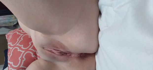 Spread side shot. Would love to see a thick cock slide inside and fill her up