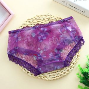 Sexy Blume bestickte Mesh transparente Spitze Tanga Hosen Dessous für Frauen Unterhose T-Back Unterwäsche Slip