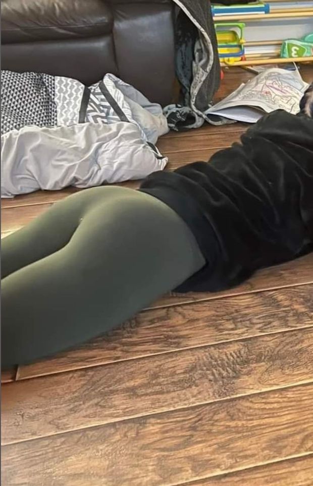 Cute butt in yoga pants on blonde teen