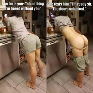 She wants to surprise you with a messy gaping pussy when you get home