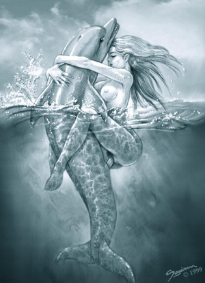 Amazing Babe Riding a Dolphin