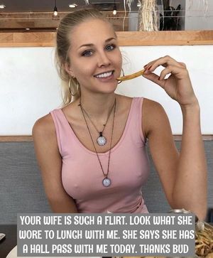 Hot Blonde ready for lunch plus sharing