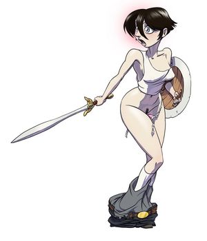 Clothes fall off female warrior