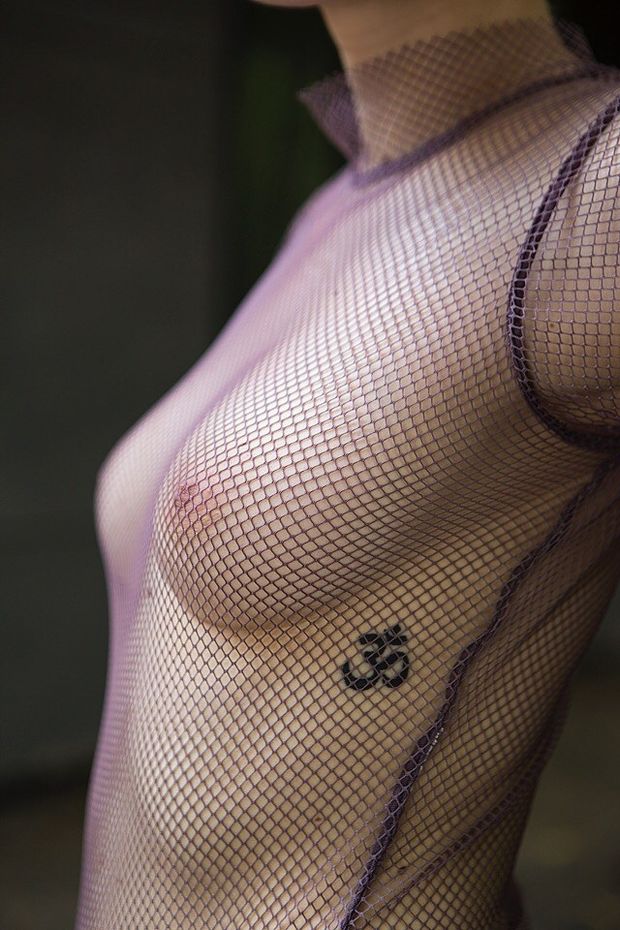 Tight tidy tits through sheer blouse