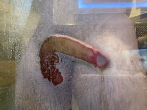 Wet Cock pressed against the glass