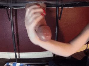 Milking table handjob cumshot