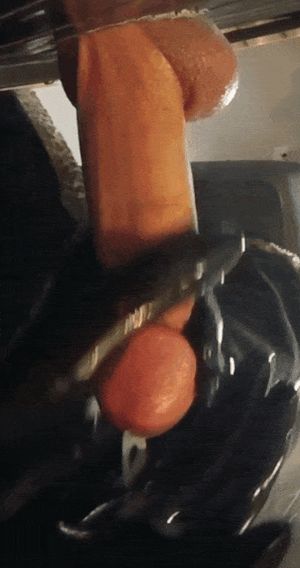 Milking table handjob cumshot