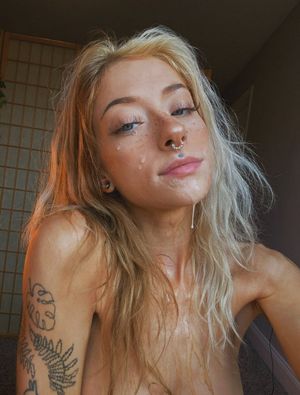 Perfect Blond Showing Off Her Facial