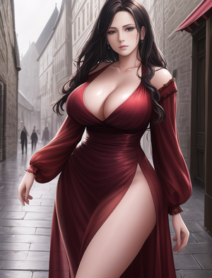 Beautiful woman in a red dress