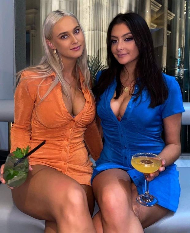 Aimee & friend drinks in hand