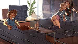 A girlfriend teasing a friend