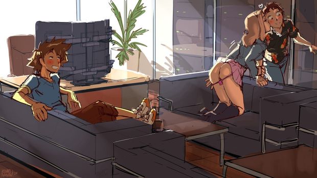 A girlfriend teasing a friend