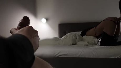 Watching his hot wife as she does her thing.