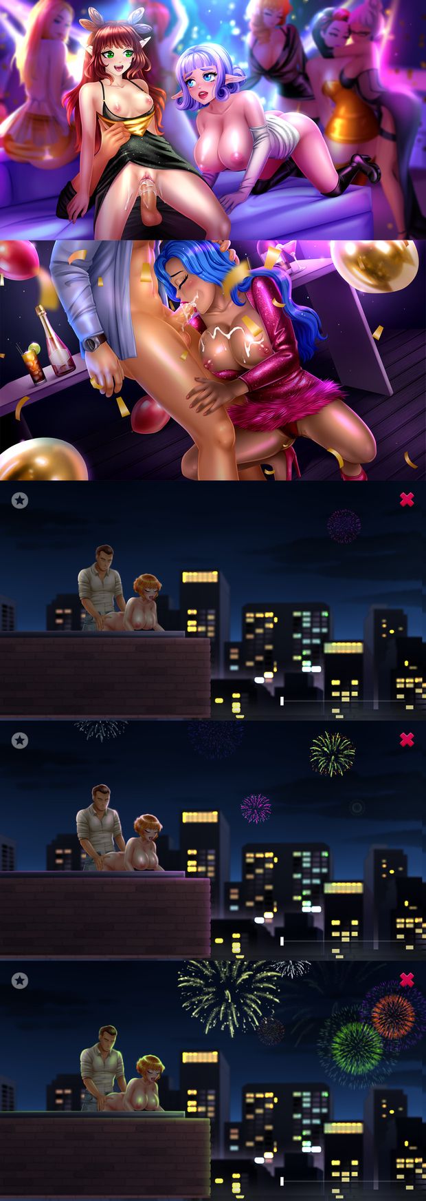Event: "New Year's Office Party" (Holly, Penny, Eira & Amber's animation screenshots)