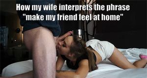 Wife takes care of guests