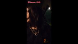 Latina flashing in the tunnel at night