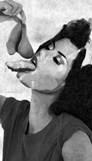 Cock and Balls on a Cum Sauced Tongue