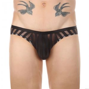 Sexy Raya Braguitas transparentes con espalda en T Calzoncillos de malla transparente Undie transpirable de los hombres Ropa interior Calzoncillos