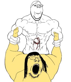 white and asian hairy