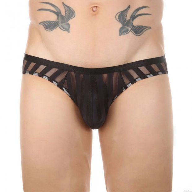 Sexy Bande Dos en T Strings Voir à travers Culotte Virer Engrener Slip Undie Respirant Pour des hommes Sous-vêtement Slip