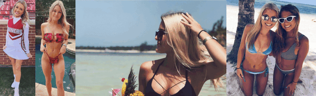 Fine Babe does her cheers and then goes to the beach