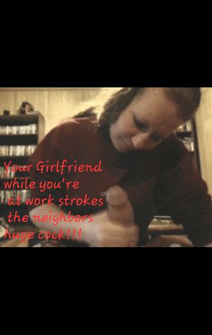 Redhead strokes neighbors huge cock while bf is at work