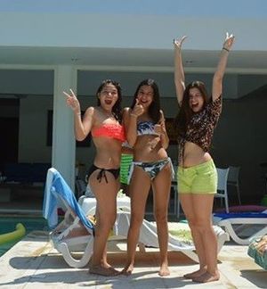 Sexy lil Spic teenslut Valeria Soledad Moncada and friends poolside